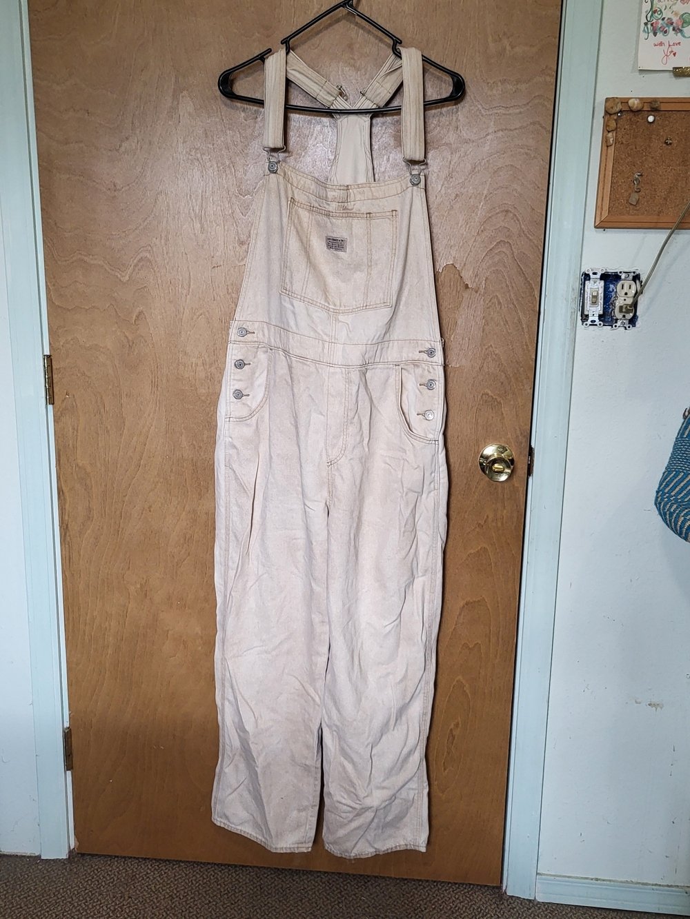 Levi's Light Beige Cotton Overalls - Women's Relaxed Jumpsuit